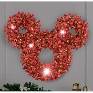 Disney Magic Holiday Mickey Poinsettia LED classic‎ white lighted 24-inch Wreath